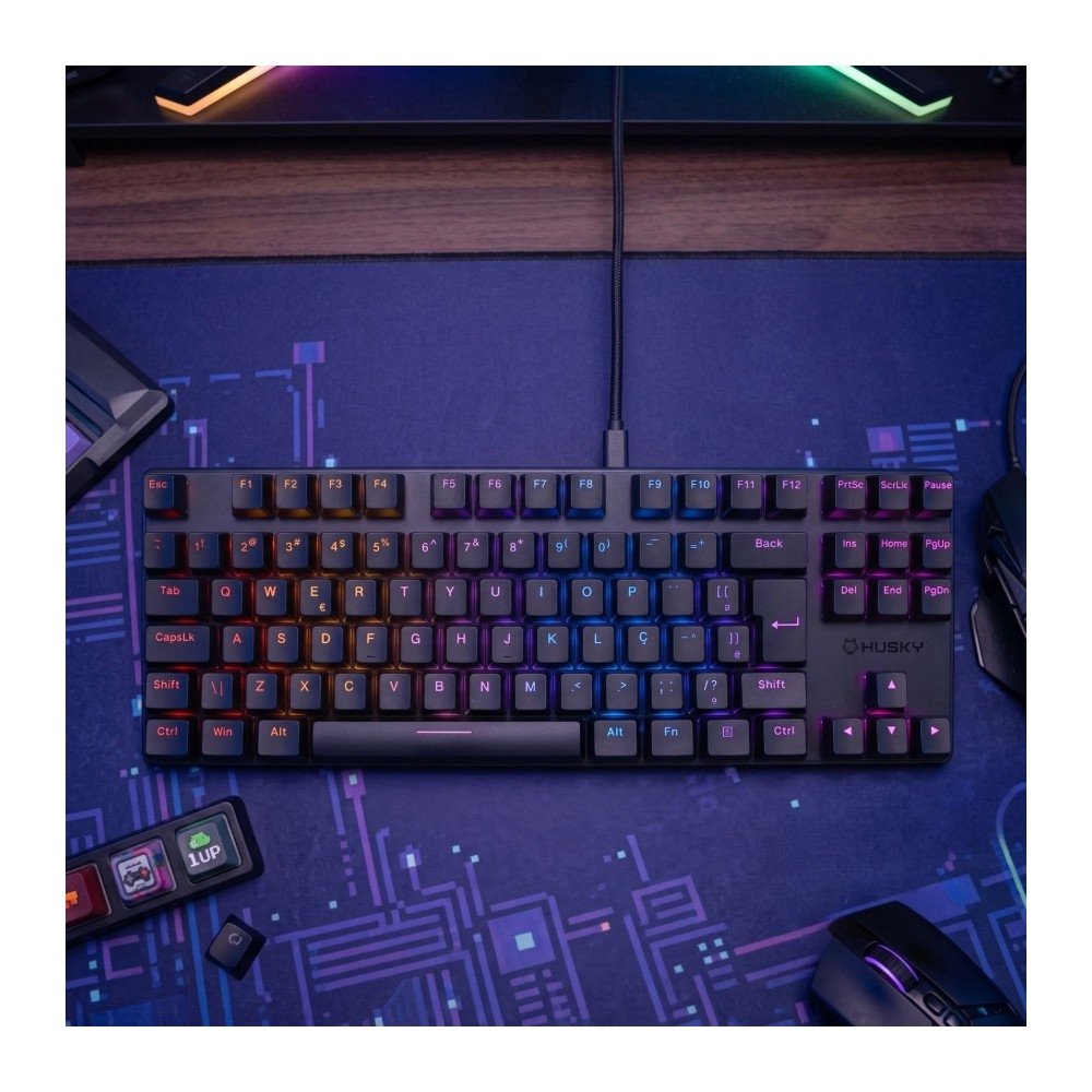 Teclado Mecânico Gamer Husky Harbor, ABNT2, RGB, Switch Gateron Red, Hotswap, Preto - HTG210PTVR