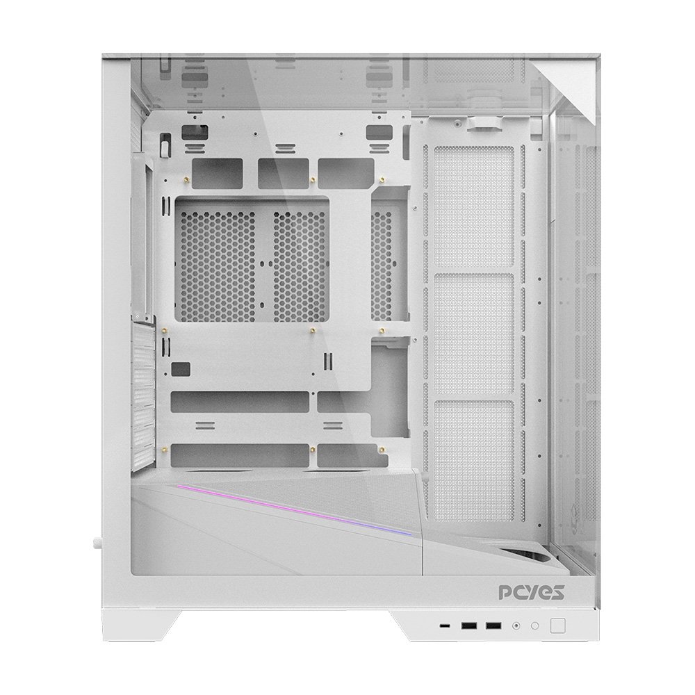 Gabinete Gamer PCYES Forcefield Dome, Mid Tower, RGB, Lateral em Vidro, White Ghost - Gffdwg