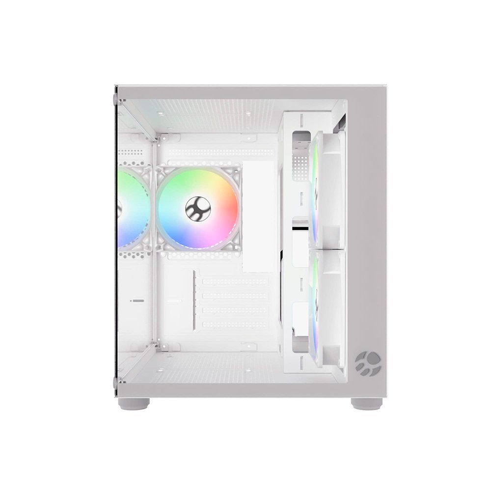 Gabinete Gamer Bluecase Pure Pro BG-064, Micro-ATX, Mini-ITX, 3x Fans Rainbow, Lateral em Vidro, Branco - BG-064PWBX