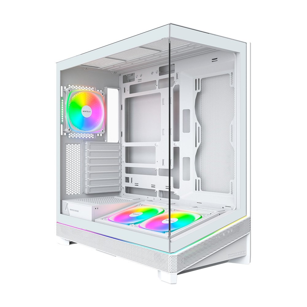 Gabinete Gamer Montech Sky 3, Mid Tower, Vidro Temperado, 4 Fans ARGB, ATX, Branco - SKY3W