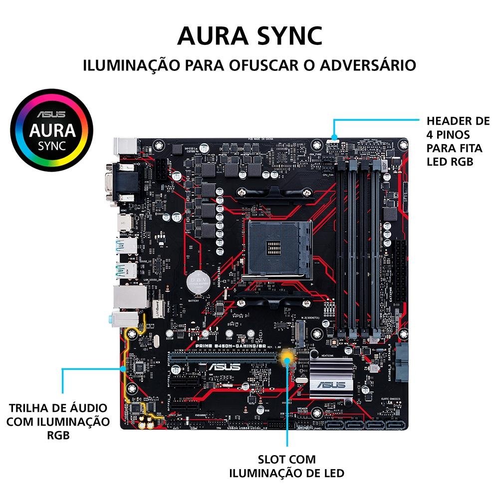 Placa-Mãe ASUS Prime B450M Gaming/BR, AMD AM4, mATX, DDR4, Preto - Prime B450M Gaming/BR Placa-Mãe ASUS Prime B450M Gaming/BR, AMD AM4, mATX, DDR4, Preto - Prime B450M Gaming/BR