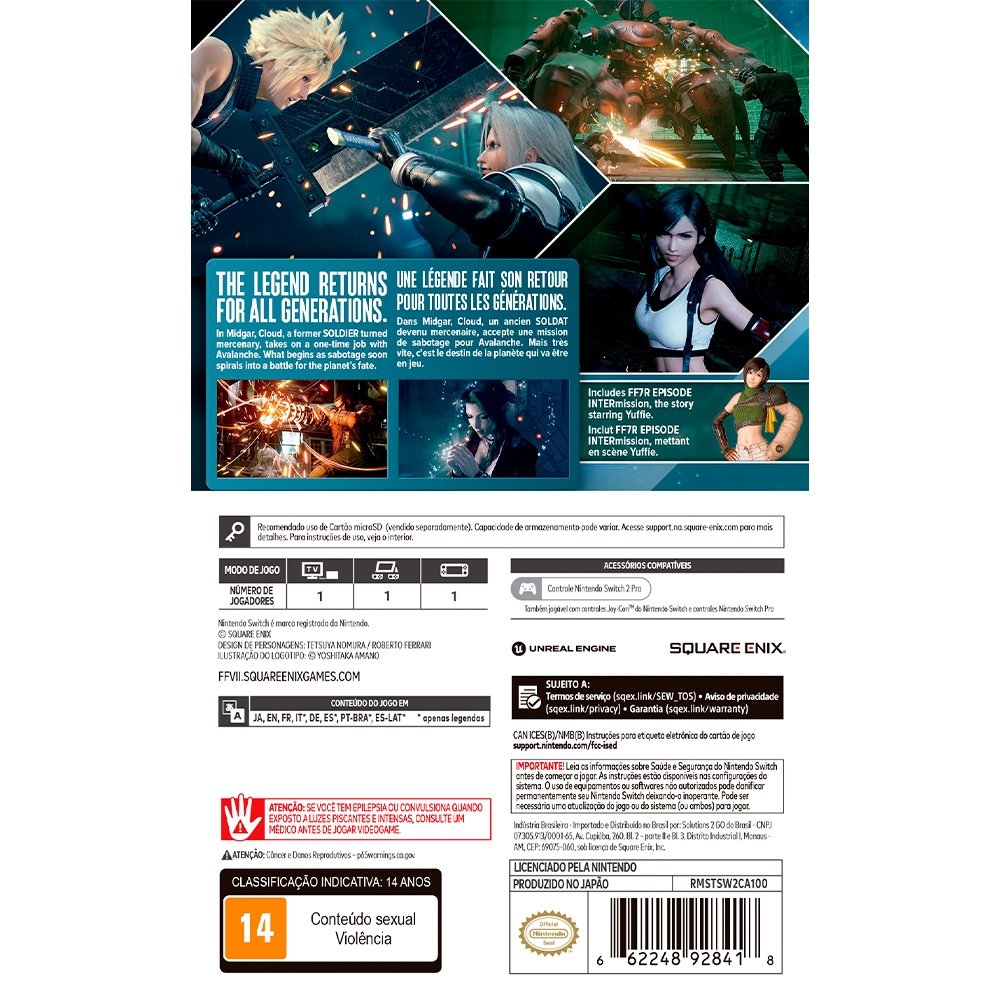 Jogo FINAL FANTASY VII REMAKE INTERGRADE, para Nintendo Switch 2 - SE000292NSW
