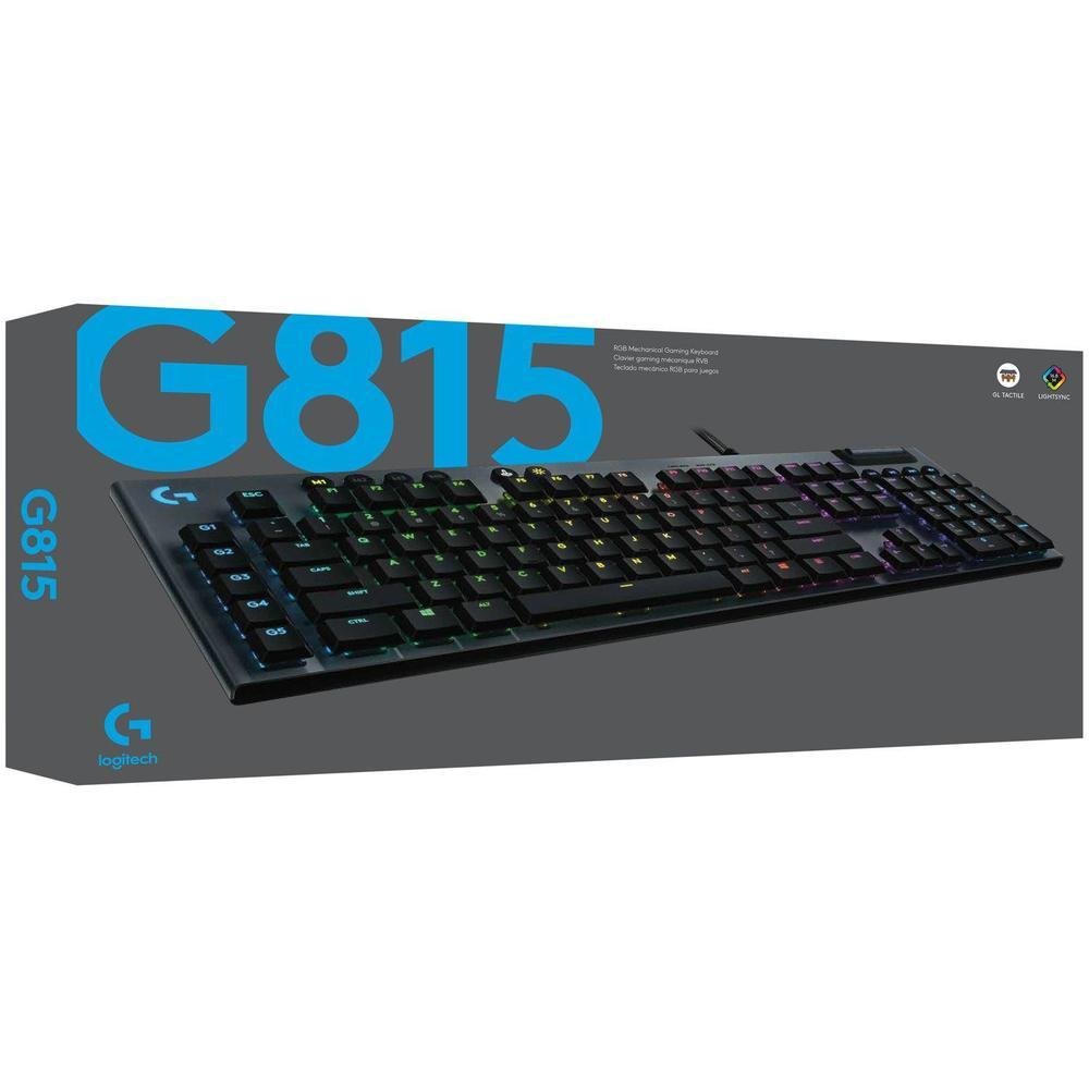 Teclado Mecânico Gamer Logitech G815, Design ultrafino, RGB, Switch GL Tactile, US - 920-008984