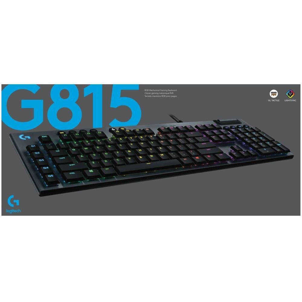 Teclado Mecânico Gamer Logitech G815, Design ultrafino, RGB, Switch GL Tactile, US - 920-008984