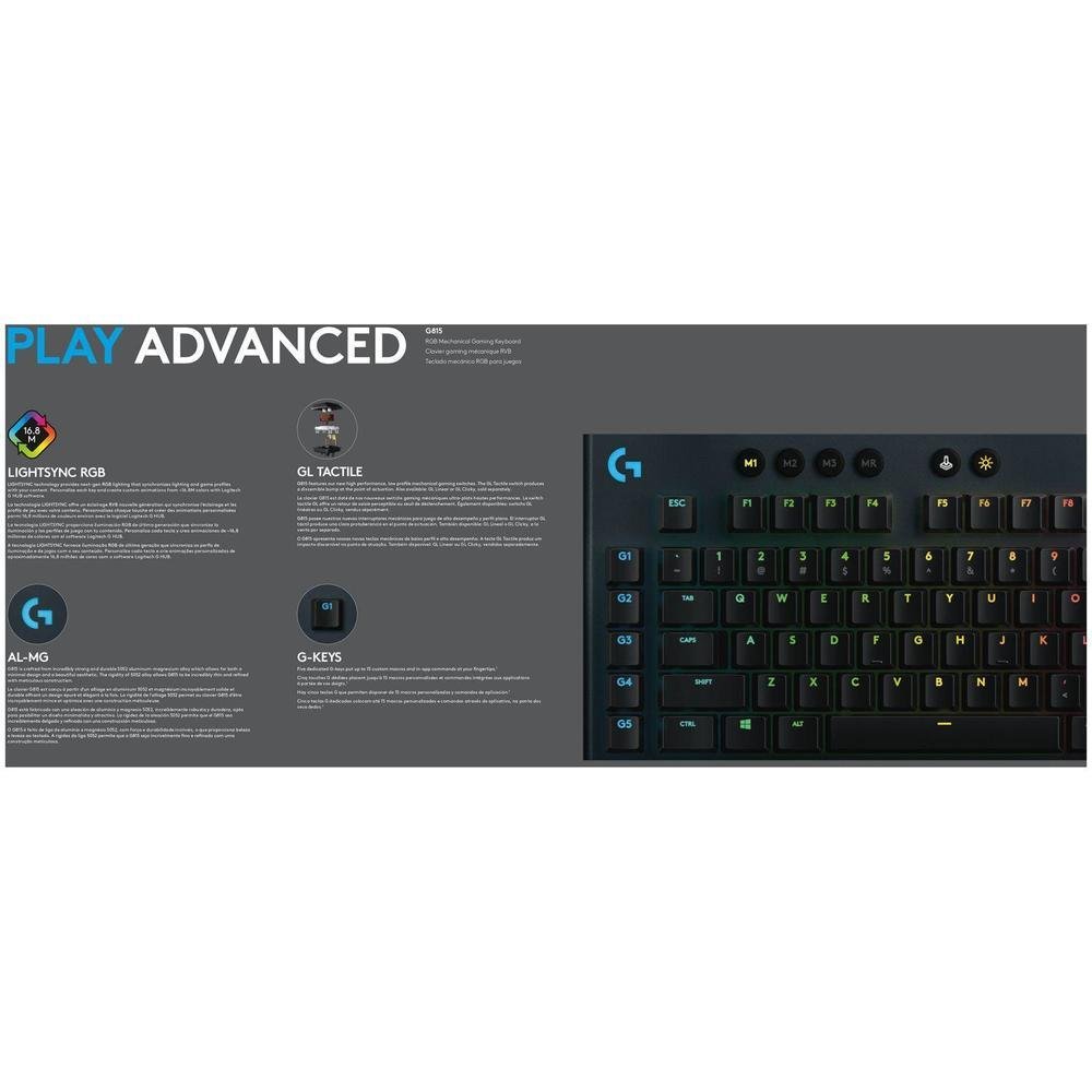 Teclado Mecânico Gamer Logitech G815, Design ultrafino, RGB, Switch GL Tactile, US - 920-008984
