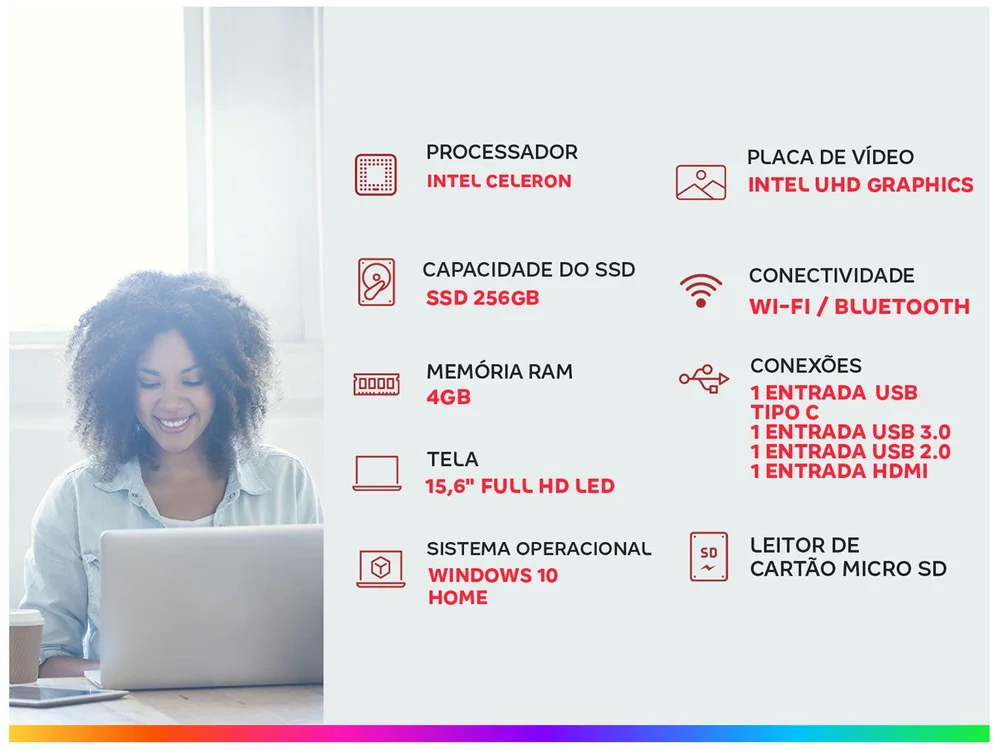 Notebook Samsung Intel Celeron 6305, 4GB RAM, SSD 256GB, 15.6 Polegada Full HD, Windows 10, Cinza Chumbo - Np550xda-ko3br Notebook Samsung Intel Celeron 6305, 4GB RAM, SSD 256GB, 15.6 Polegada Full HD, Windows 10, Cinza Chumbo - Np550xda-ko3br