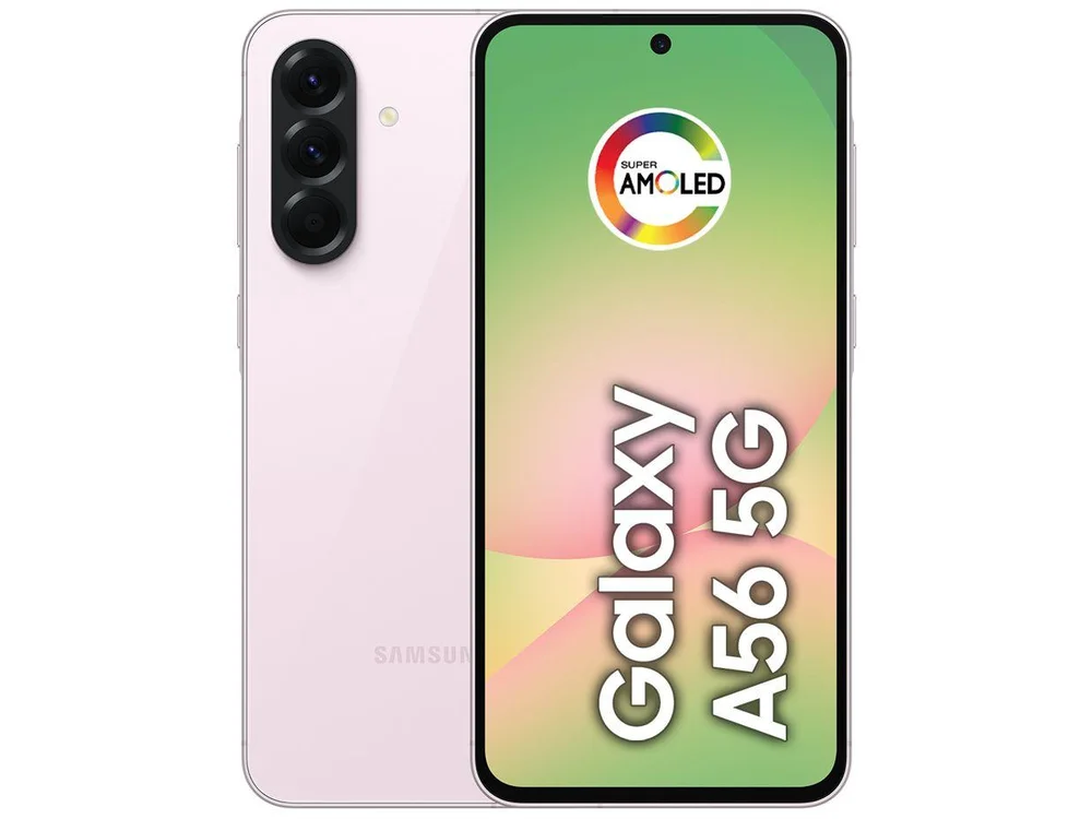 Smartphone Samsung Galaxy A56 128GB - Rosa, 5g, Câmera Tripla 50mp, Ram 8GB, Tela 6.7" Smartphone Samsung Galaxy A56 128GB - Rosa, 5g, Câmera Tripla 50mp, Ram 8GB, Tela 6.7"