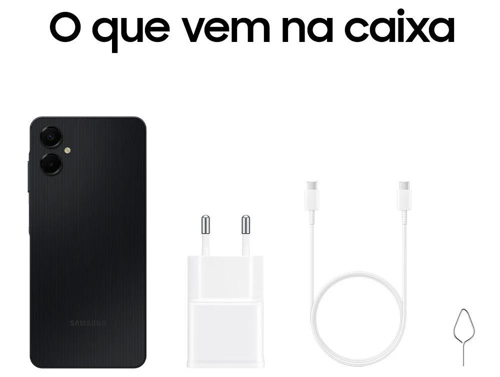 Smartphone Samsung Galaxy A06 128GB, 4GB RAM, Preto | KaBuM!
