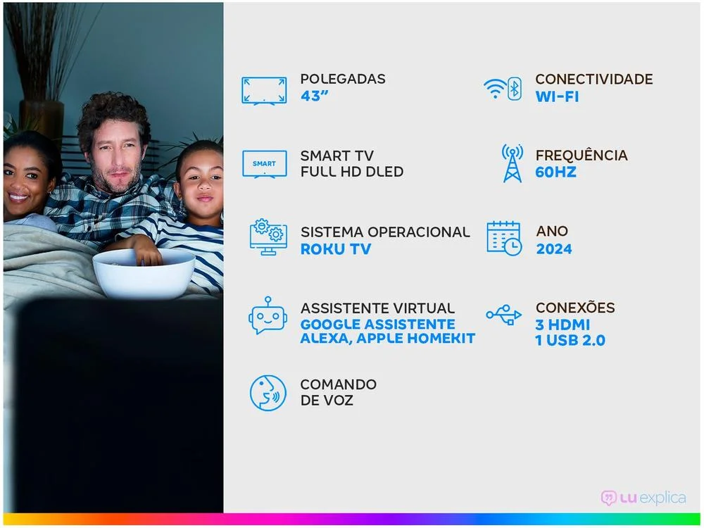 Smart TV 43" Full HD DLED AOC 43S5045/78G VA Wi-Fi 3 HDMI 1 USB