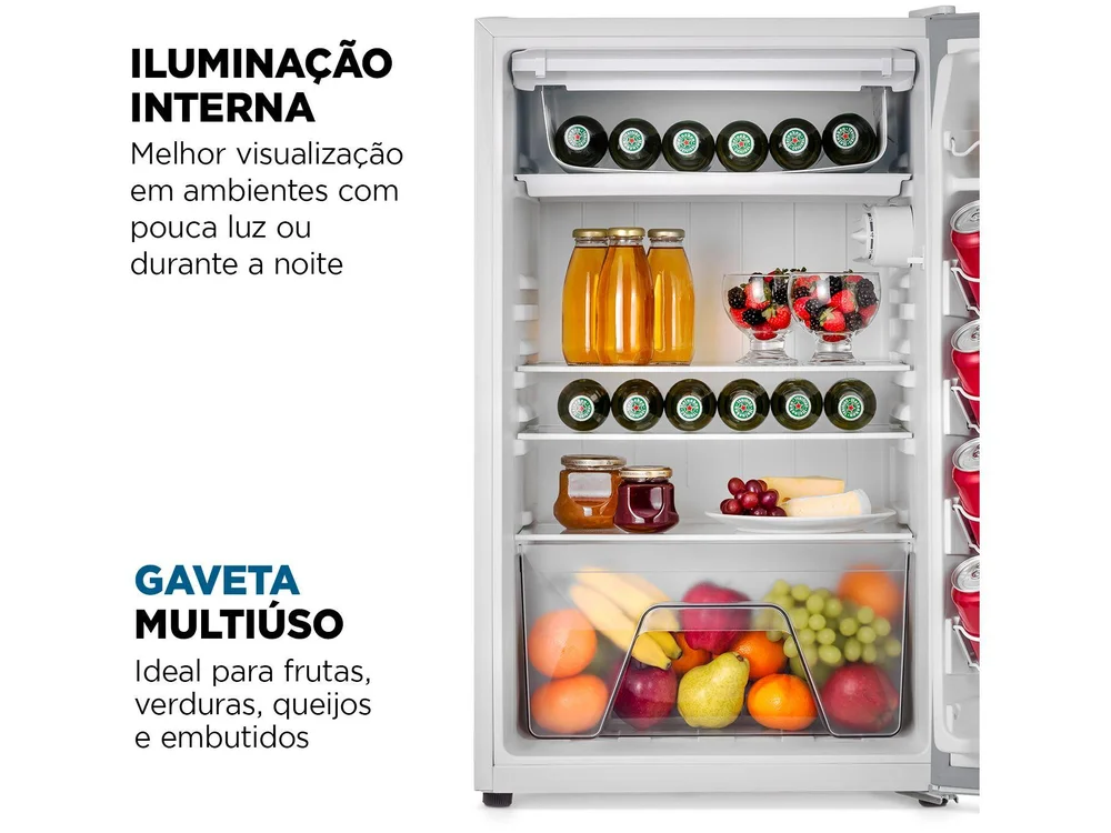 Frigobar Mondial 120L Branco e Cinza com Gaveta FGB-01-W120 Frigobar Mondial 120L Branco e Cinza com Gaveta FGB-01-W120