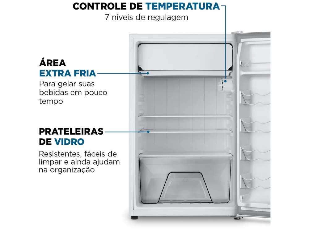 Frigobar Mondial 120L Branco e Cinza com Gaveta FGB-01-W120 Frigobar Mondial 120L Branco e Cinza com Gaveta FGB-01-W120