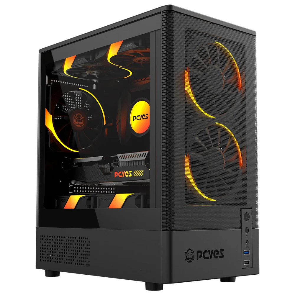 Gabinete Gamer PCyes Kauri Black Vulcan, Lateral Em Vidro Temperado, Usb 3.0, Micro Atx, Preto - Gkribv Gabinete Gamer PCyes Kauri Black Vulcan, Lateral Em Vidro Temperado, Usb 3.0, Micro Atx, Preto - Gkribv