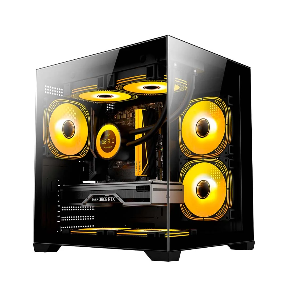 Gabinete Gamer Duex Aquario, Mid-tower, Lateral E Frontal De Vidro, Preto, Sem Fan - Dxga275bk Gabinete Gamer Duex Aquario, Mid-tower, Lateral E Frontal De Vidro, Preto, Sem Fan - Dxga275bk