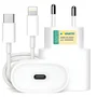 Carregador + Cabo 30w Turbo Tipo-c Para Iphone Plus Pro Max X 11 12 13 14 Ipad Cor Branco