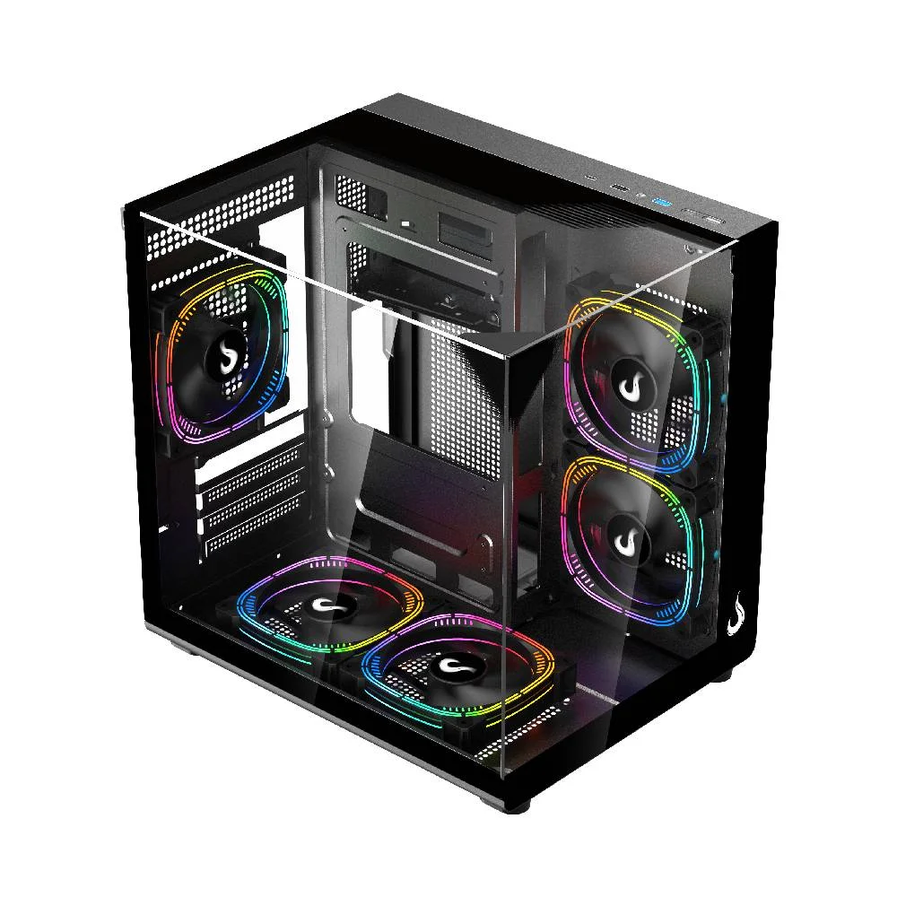 Gabinete Gamer Rise Mode Galaxy Full Glass X Mini Vidro Temperado USB 3.0 S/ Fan Preto - RM-CA-FGXN-B Gabinete Gamer Rise Mode Galaxy Full Glass X Mini Vidro Temperado USB 3.0 S/ Fan Preto - RM-CA-FGXN-B