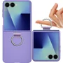 Capa Protetora para o Samsung Galaxy Z Flip 7 com Anel (Ring Holder) - Proteção Contra Quedas e Compatível com Carregamento Sem Fio | Cor: Lilás