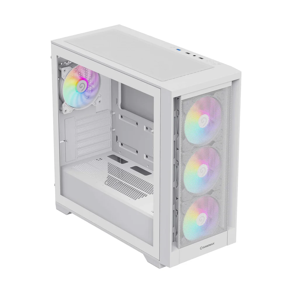 Gabinete Gamer Gamemax Defender Mb Wh, M-atx, Vidro Temperado, 3 Fans