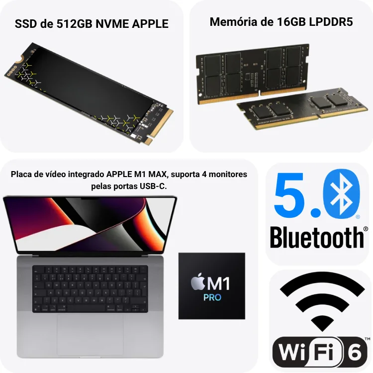 "Usado Apple Macbook Pro A2485 M1 Pro 16gb 500gb SSD 16"" Space Gray" - view 3