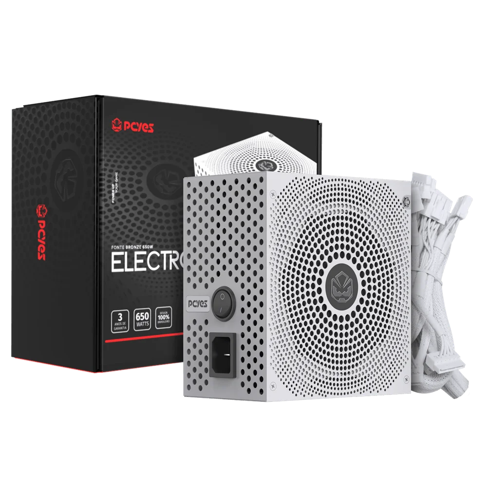 Fonte Gamer PCyes Electro V2 650w White Ghost 80 Plus Bronze - Elecv2wg650w Fonte Gamer PCyes Electro V2 650w White Ghost 80 Plus Bronze - Elecv2wg650w