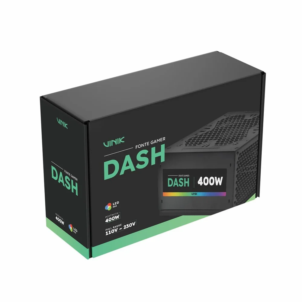 Fonte Gamer Dash 400w Preto Com Fan LED RGB - Vfg400wpr