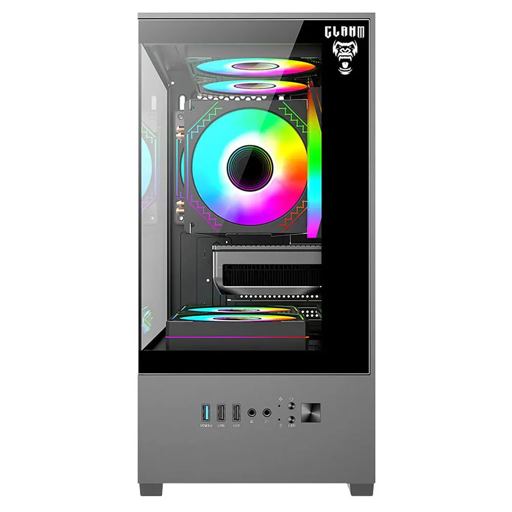 Gabinete Gamer Clanm Megalon mATX Vidro Temperado 3mm 1HD 1SSD USB 3.0 + 2.0