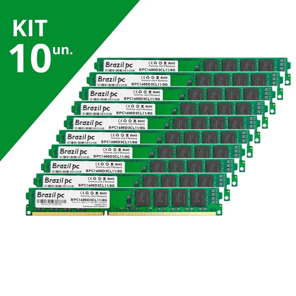 Kit 10 Memoria 8GB Ddr3 1600mhz Brazil PC Bpc1600d3cl11/8g Kit 10 Memoria 8GB Ddr3 1600mhz Brazil PC Bpc1600d3cl11/8g