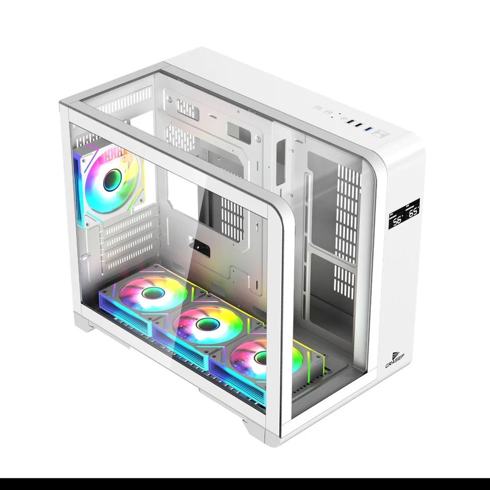 Gabinete Gamer Mini Tower Vidro Temperado Curvado White M-atx/itx Sem Fonte Com 3 Fans RGB Mini D-matx04