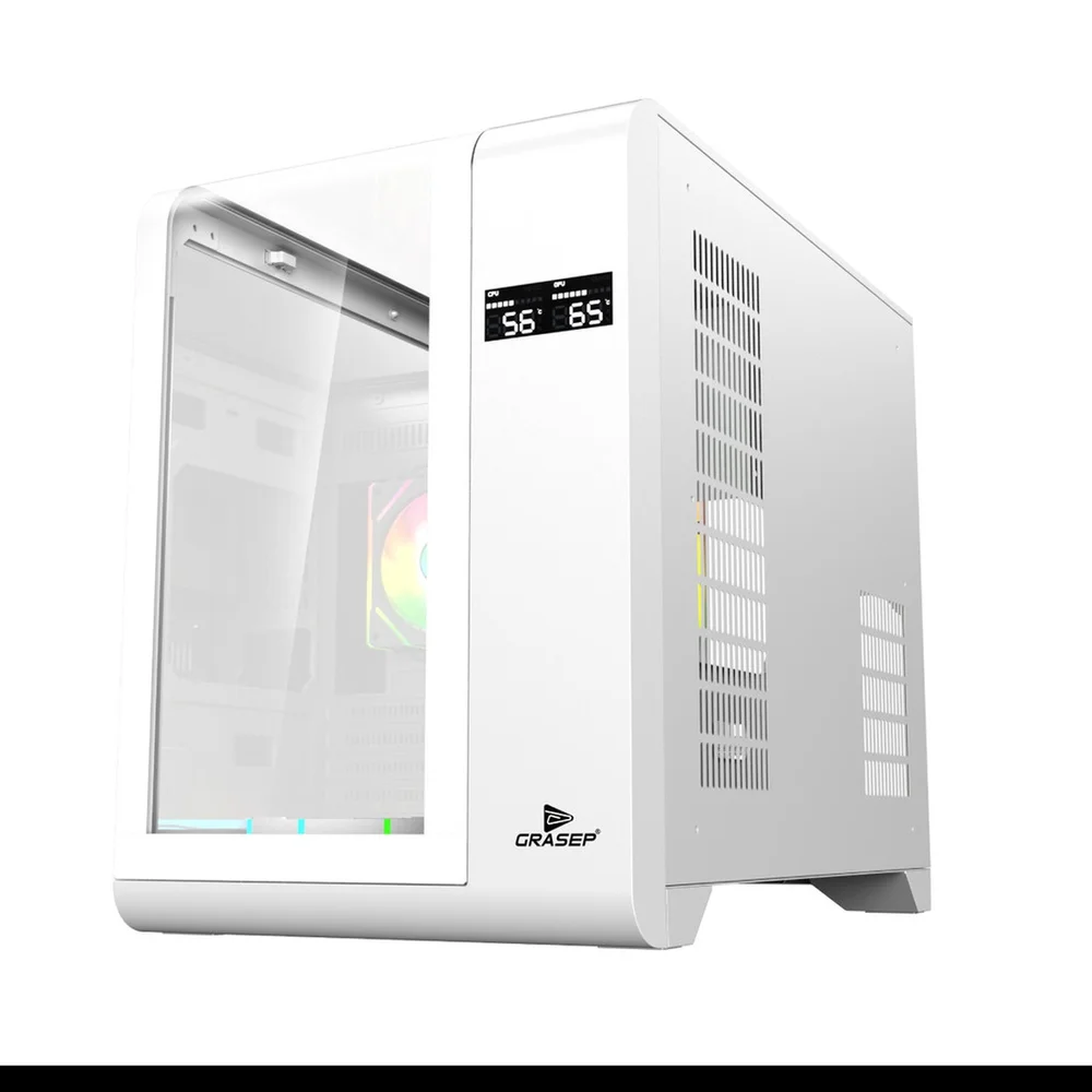 Gabinete Gamer Mini Tower Vidro Temperado Curvado White M-atx/itx Sem Fonte Com 3 Fans RGB Mini D-matx04