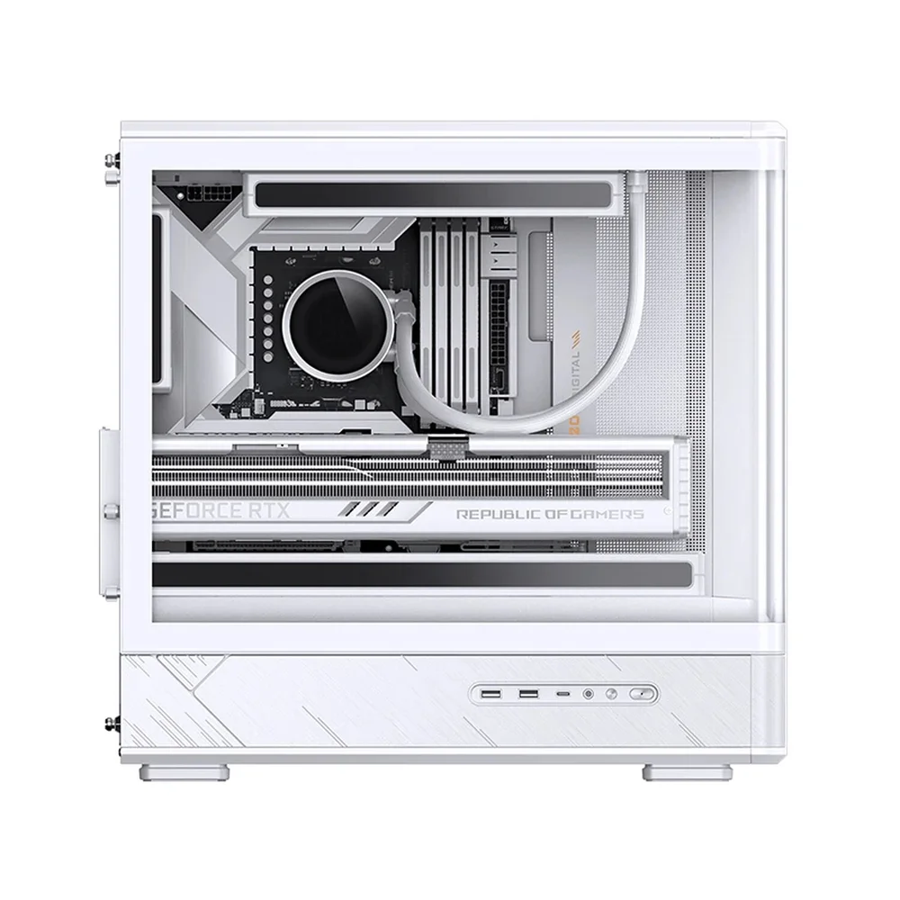Gabinete Gamer Aquário Jonsbo D200 Branco Com Display Digital M-atx Usb-c