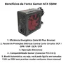 Fonte Gamer Atx 550w  80 Plus Bronze Com Cabo Ft8-550