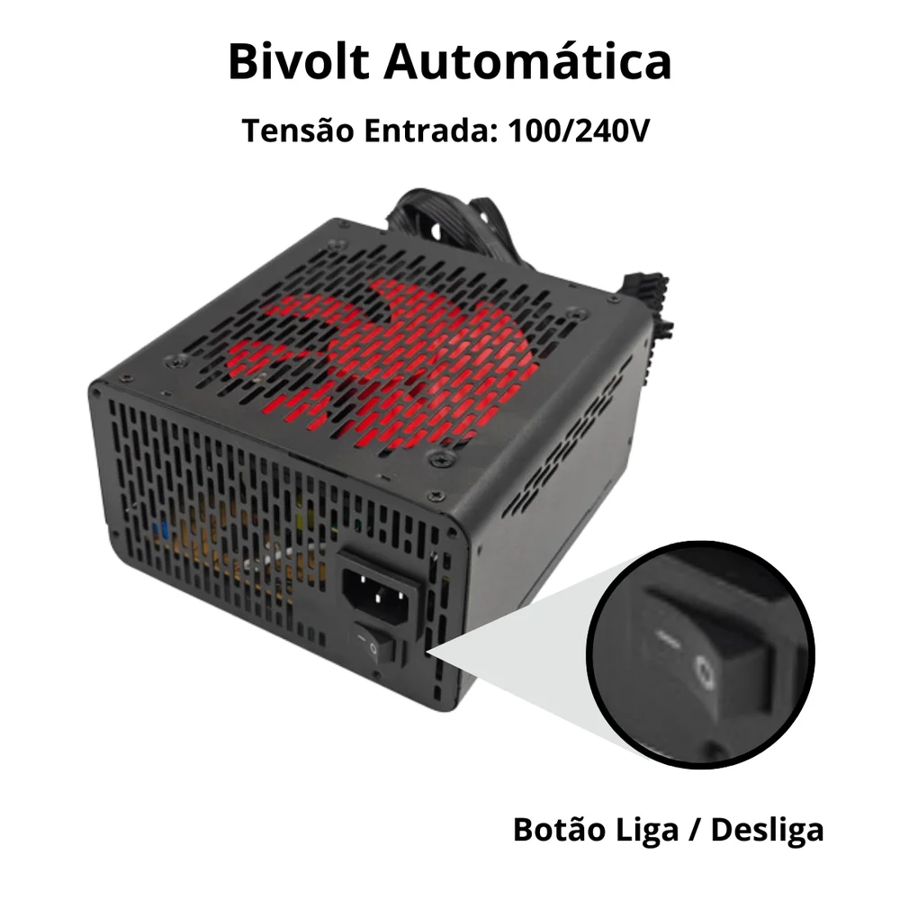 Fonte Gamer Atx 550w  80 Plus Bronze Com Cabo Ft8-550