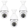 Kit 3 Camera De Segurança Lampada E27 Espia Visao Noturna Audio Alerta No Celular Wife  Full Hd 1080