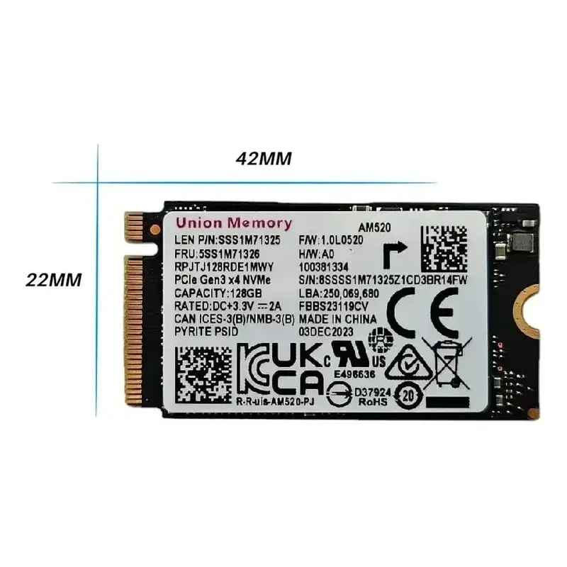Ssd 128gb Nvme M2 Union Memory Original Alta Velocidade Preto Oem Ssd 128gb Nvme M2 Union Memory Original Alta Velocidade Preto Oem