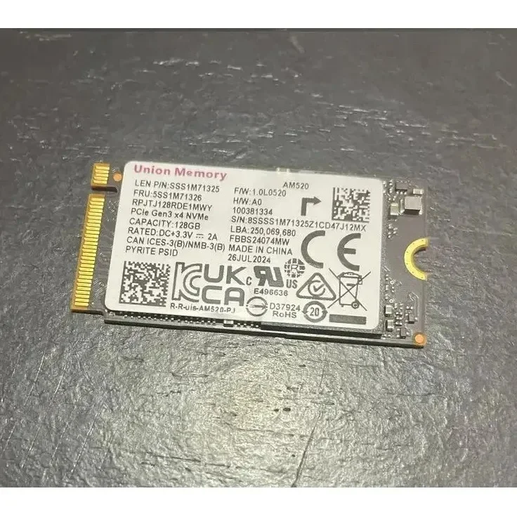 Ssd 128gb Nvme M2 Union Memory Original Alta Velocidade Preto Oem Ssd 128gb Nvme M2 Union Memory Original Alta Velocidade Preto Oem