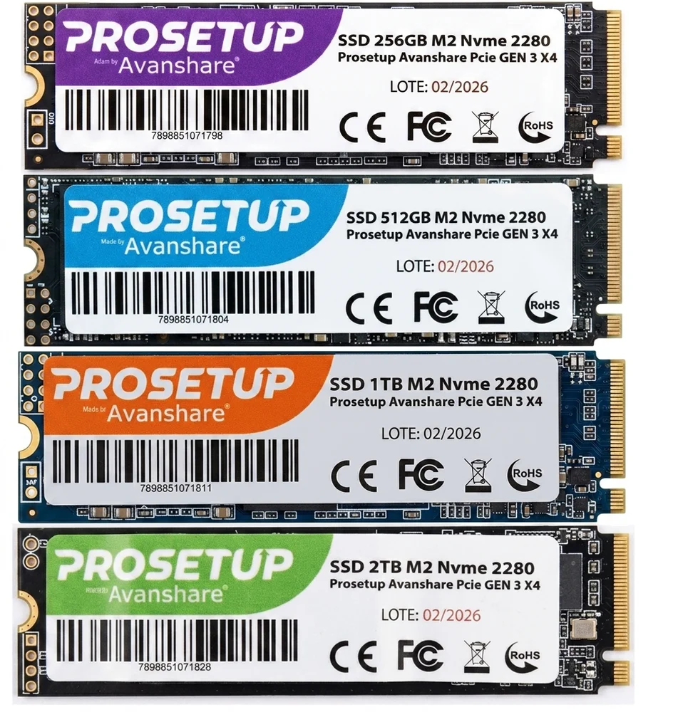 SSD 1TB M2 Nvme 2280 Prosetup Avanshare PCie Gen 3 X4 Leitura 1700mb/s Gravacao 1100mb/s SSD 1TB M2 Nvme 2280 Prosetup Avanshare PCie Gen 3 X4 Leitura 1700mb/s Gravacao 1100mb/s
