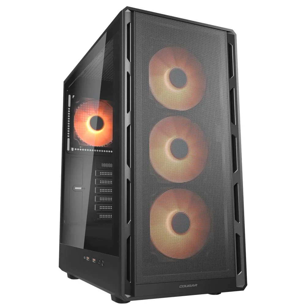 Gabinete Cougar Airface Pure Pro Atx Mid Tower Lateral De Vidro Temperado Usb Tipo C Com 4 Fan Preto 382ga50.0003