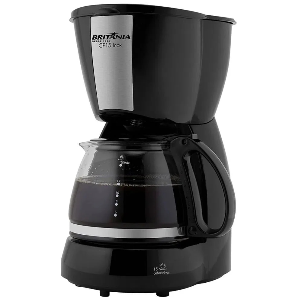 Cafeteira Elétrica Britânia 600ml Preta Inox Cp15 – 220 Volts