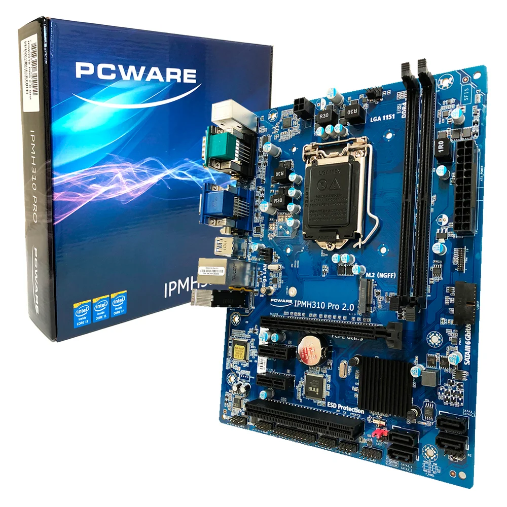 Placa-Mãe PCWare PRO R.2, Intel LGA 1151 8ª e 9ª Geração, DDR4 - IPMH310G Placa-Mãe PCWare PRO R.2, Intel LGA 1151 8ª e 9ª Geração, DDR4 - IPMH310G