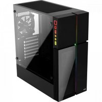Gabinete Gamer Aerocool Playa, Mid Tower, RGB, ATX, Lateral em Vidro Temperado, Preto - Playa-G-Bk-V1