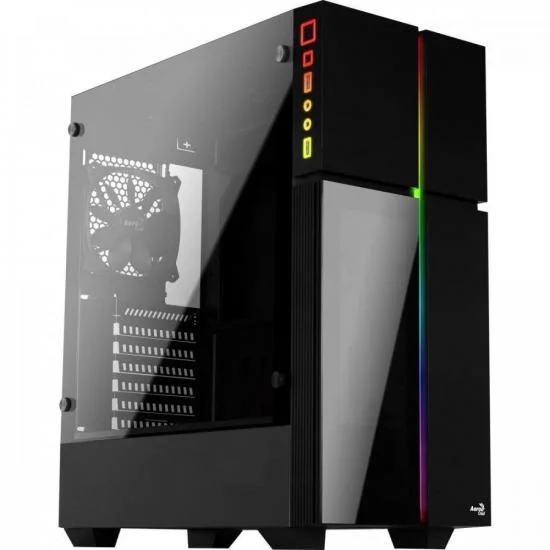 Gabinete Gamer Aerocool Playa, Mid Tower, RGB, ATX, Lateral em Vidro Temperado, Preto - Playa-G-Bk-V1 Gabinete Gamer Aerocool Playa, Mid Tower, RGB, ATX, Lateral em Vidro Temperado, Preto - Playa-G-Bk-V1