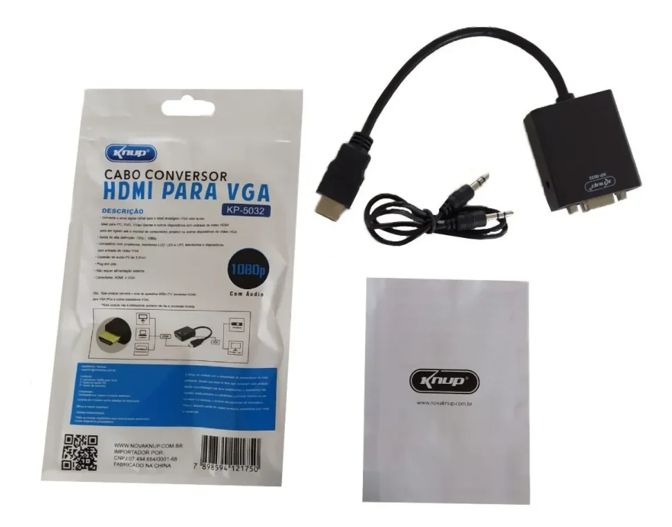 Cabo Adaptador Conversor HDMI X VGA Knup KaBuM