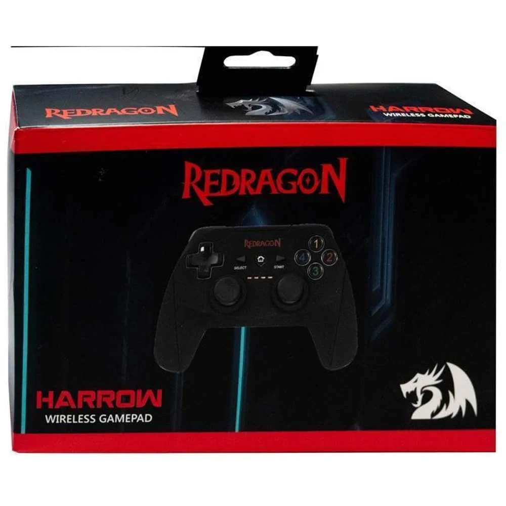 Controle Redragon Sem Fio Harrow G808, Para PC E PS3, Preto Controle Redragon Sem Fio Harrow G808, Para PC E PS3, Preto