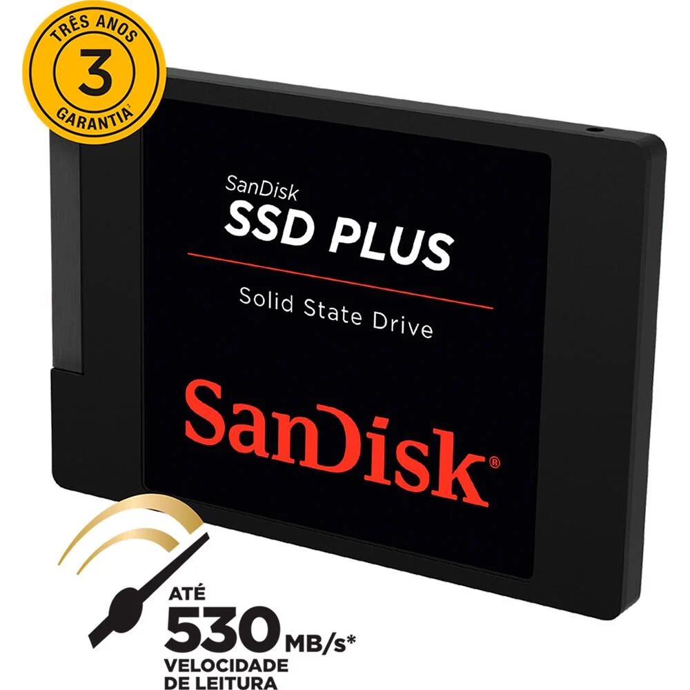 SSD Sandisk Plus 480GB SATA Leitura 535MB KaBuM