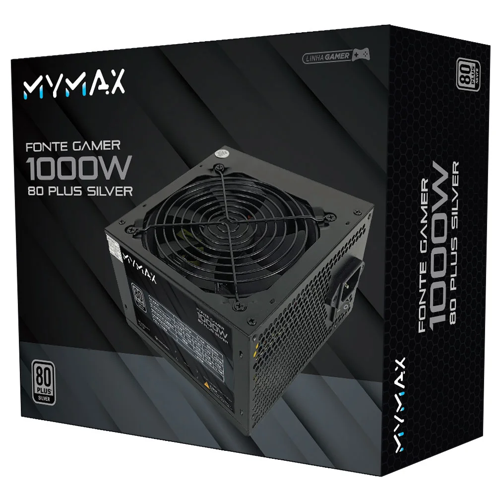 Fonte Mymax ATX, 1000W, 80 Plus Silver, PFC Ativo - MPSU/FP1000