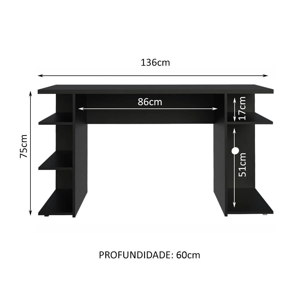 Mesa para Escritório Madesa, Preto - 9409 Mesa para Escritório Madesa, Preto - 9409