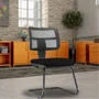 Cadeira De Escritório Recepção Fixa, Zip L02, Crepe Preto - Lyam Decor