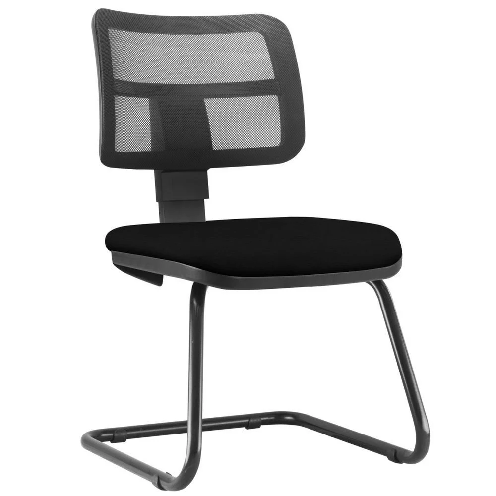 Cadeira De Escritório Recepção Fixa, Zip L02, Crepe Preto - Lyam Decor Cadeira De Escritório Recepção Fixa, Zip L02, Crepe Preto - Lyam Decor