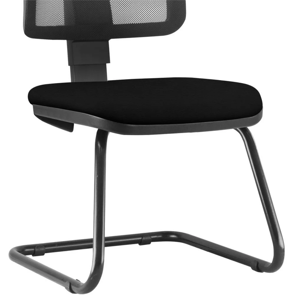 Cadeira De Escritório Recepção Fixa, Zip L02, Crepe Preto - Lyam Decor Cadeira De Escritório Recepção Fixa, Zip L02, Crepe Preto - Lyam Decor