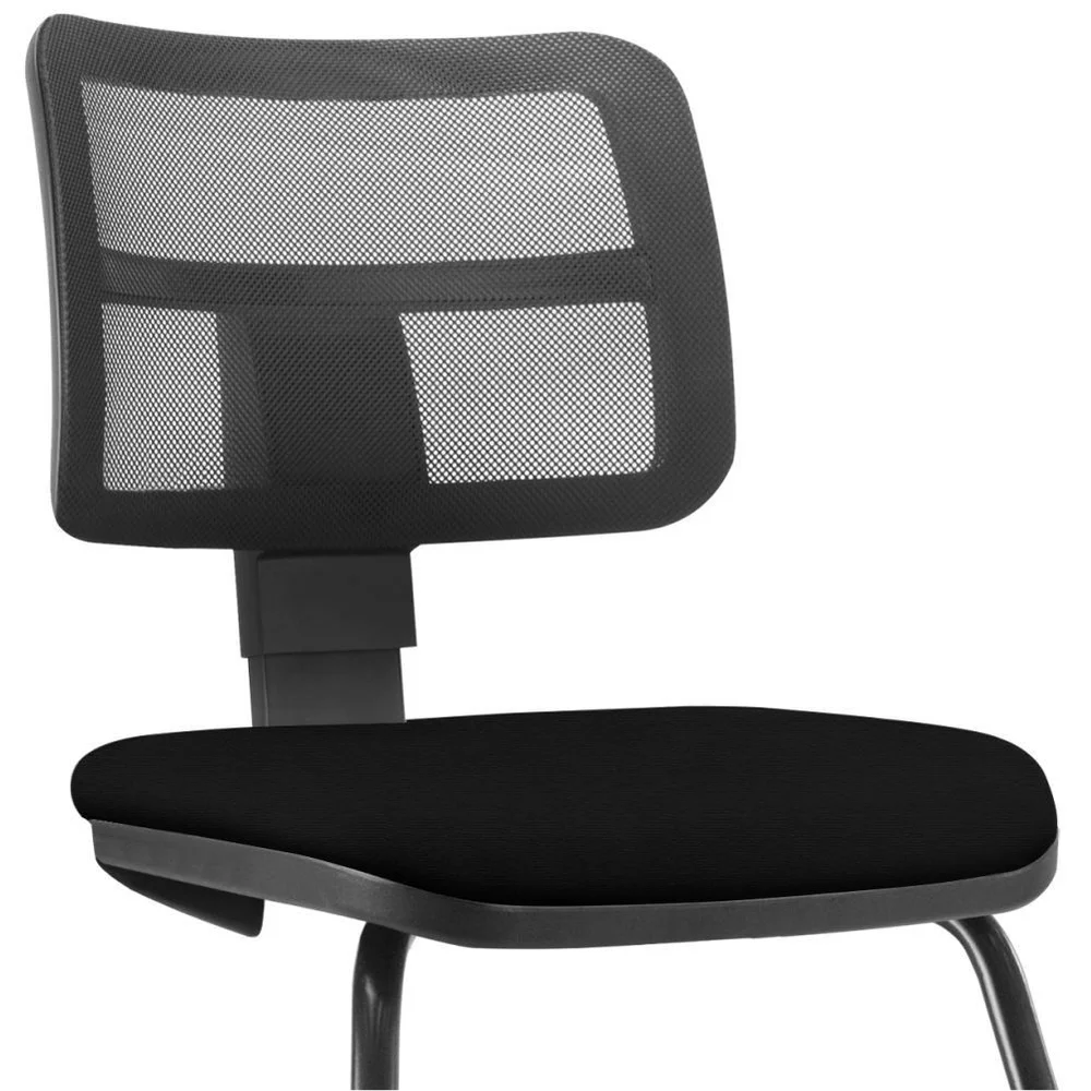 Cadeira De Escritório Recepção Fixa, Zip L02, Crepe Preto - Lyam Decor Cadeira De Escritório Recepção Fixa, Zip L02, Crepe Preto - Lyam Decor