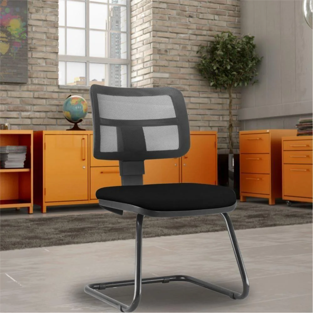 Cadeira De Escritório Recepção Fixa, Zip L02, Crepe Preto - Lyam Decor Cadeira De Escritório Recepção Fixa, Zip L02, Crepe Preto - Lyam Decor
